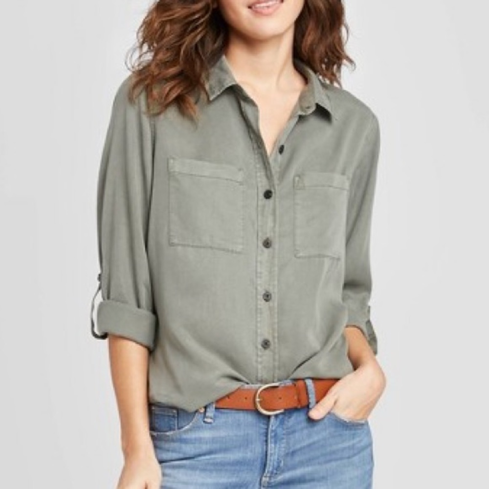 Universal Thread long sleeve button down - olive